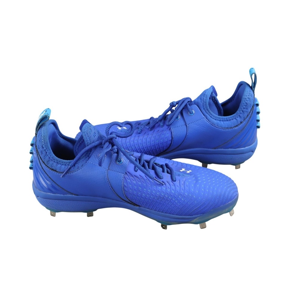 Mens Under‎ Armour Shoes Size 13 Blue Charged Baseball Metal Cleats Microtips